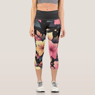 Glücklicher Hibiskus Capri Leggings