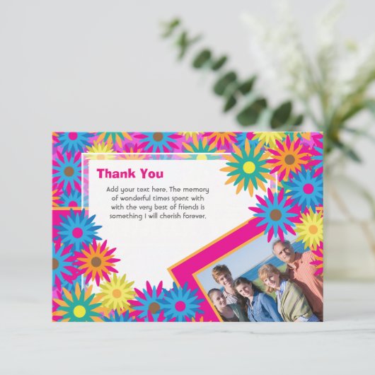 Glücklicher Hippie-Blumen-Power danken Ihnen Einladung (Stehend Vorderseite)