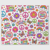 Glücklicher Hippie-Geburtstagsgeschenkverpackung B Geschenkpapier (Flach)