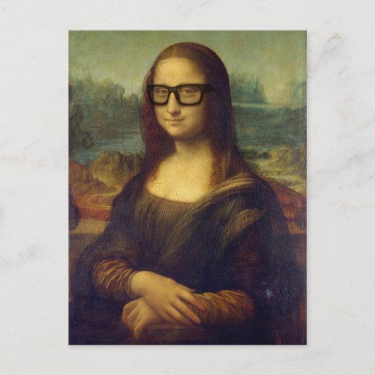 Glücklicher Hipster Mona Lisa im Coolen Hipster Br Postkarte (Vorderseite)