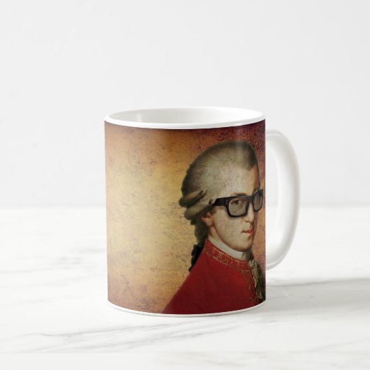 Glücklicher Hipster Wolfgang Amadeus Mozart Kaffeetasse (VorderseiteRechts)