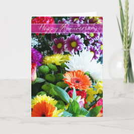 Glücklicher Hochzeits-Jahrestags-Blumenstrauß der Karte