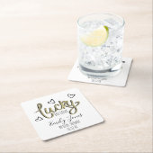 Glücklicher Hochzeitsbrunch mit Herz-Thema Rechteckiger Pappuntersetzer (Vor Ort)