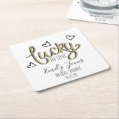 Glücklicher Hochzeitsbrunch mit Herz-Thema Rechteckiger Pappuntersetzer (angewinkelt)