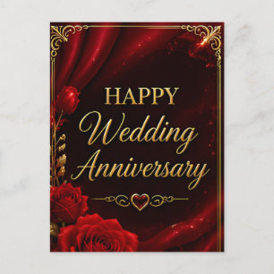 Glücklicher Hochzeitstag Elegante Rosen Postkarte