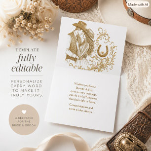 Glücklicher Hochzeitstag Gold Western-Gruß Karte