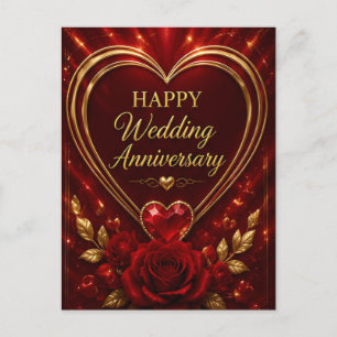Glücklicher Hochzeitstag Goldenes Herz Postkarte