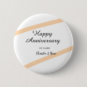 Glücklicher Hochzeitstag orange Pastelllinien Name Button