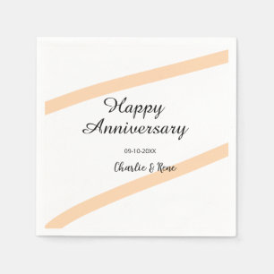 Glücklicher Hochzeitstag orange Pastelllinien Name Serviette