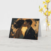 Glücklicher Hochzeitstag | Romantischer Kuss Karte (Gelbe Blume)