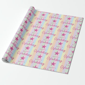 Glücklicher Hochzeitstag Rosa Seestern Bunte Strei Geschenkpapier