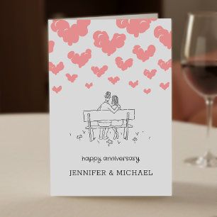 Glücklicher Hochzeitstag verheiratetes Paar Herzen Karte