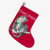 Glücklicher Holidaze Strumpf Großer Weihnachtsstrumpf (Vorderansicht (hängend))