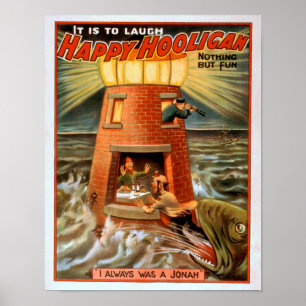 Glücklicher Hooligan Leuchtturm und Jonah Spiel Poster
