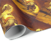 GLÜCKLICHER HORSE, Gelb, braun Geschenkpapier (Rolleneckpunkt)