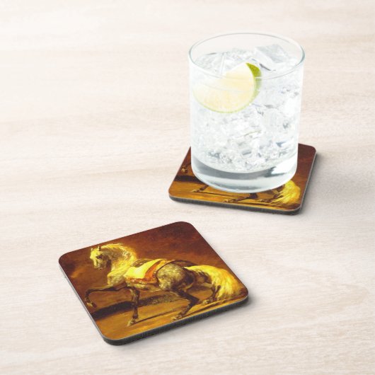 GLÜCKLICHER HORSE, Gelb Untersetzer (Rechte Seite)