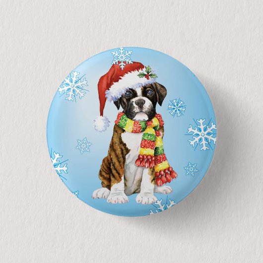 Glücklicher Howliday Boxer Button (Vorderseite)