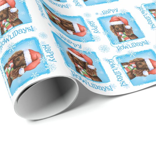 Glücklicher Howliday Boykin Spaniel Geschenkpapier (Rolleneckpunkt)
