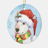 Glücklicher Howliday Bullterrier Keramikornament (Links)