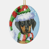 Glücklicher Howliday Dobermann Keramik Ornament (Rechts)