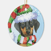 Glücklicher Howliday Dobermann Keramik Ornament (Links)