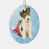 Glücklicher Howliday Draht-Foxterrier Keramikornament (Rechts)