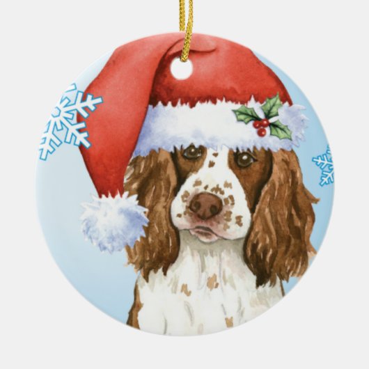 Glücklicher Howliday englischer SpringerSpaniel Keramik Ornament (Vorne)