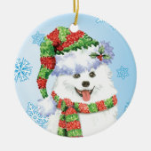 Glücklicher Howliday Eskimohund Keramik Ornament (Vorne)