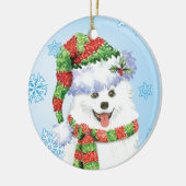 Glücklicher Howliday Eskimohund Keramik Ornament (Links)