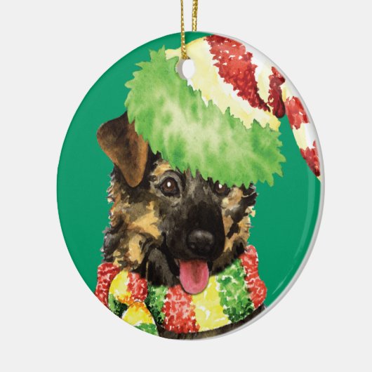 Glücklicher Howliday Schäferhund Keramikornament (Links)