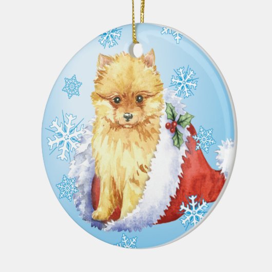 Glücklicher Howliday Spitz Keramikornament (Links)