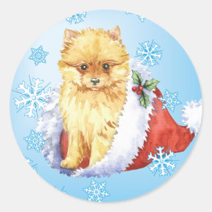 Glücklicher Howliday Spitz Runder Aufkleber