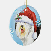 Glücklicher Howlidays alter englischer Schäferhund Keramikornament (Rechts)