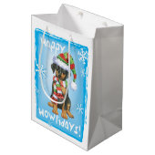 Glücklicher Howlidays Dobermann Mittlere Geschenktüte (Vorderseite Schrägansicht)