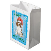 Glücklicher Howlidays englischer SpringerSpaniel Mittlere Geschenktüte (Rückseite Schrägansicht)