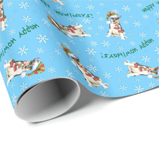 Glücklicher Howlidays glatter Collie Geschenkpapier (Rolleneckpunkt)