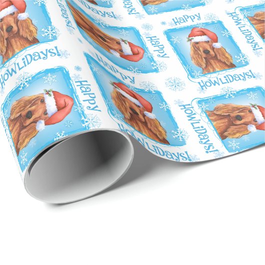 Glücklicher Howlidays Irischer Setter Geschenkpapier (Rolleneckpunkt)