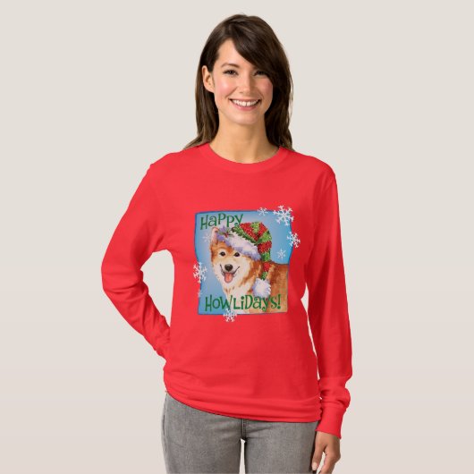 Glücklicher Howlidays Isländer-Schäferhund T-Shirt (Vorne ganz)