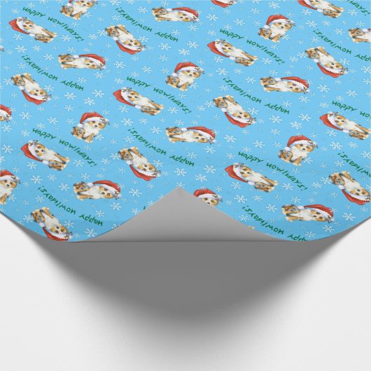 Glücklicher Howlidays mini amerikanischer Schäfer Geschenkpapier (Ecke)