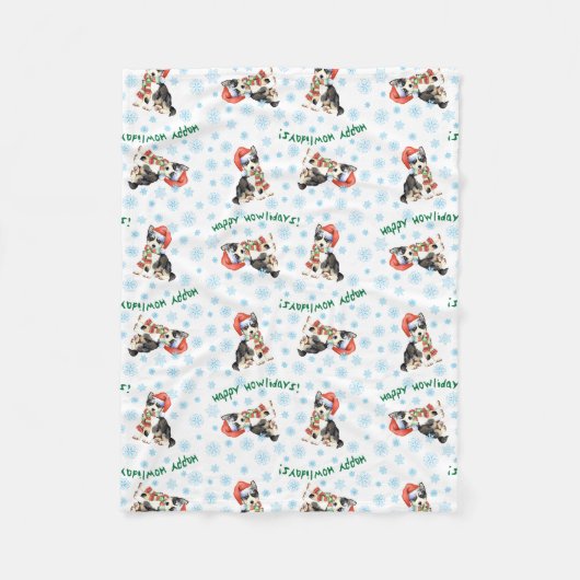 Glücklicher Howlidays Schlittenhund Fleecedecke (Vorderseite)