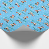 Glücklicher Howlidays Schlittenhund Geschenkpapier (Ecke)