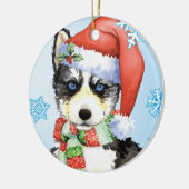 Glücklicher Howlidays Schlittenhund Keramikornament (Links)