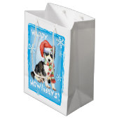Glücklicher Howlidays Schlittenhund Mittlere Geschenktüte (Rückseite Schrägansicht)
