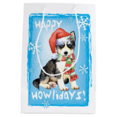 Glücklicher Howlidays Schlittenhund Mittlere Geschenktüte (Rückseite)