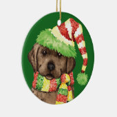 Glücklicher Howlidays Schokoladen-Labrador Keramikornament (Rechts)