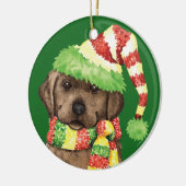 Glücklicher Howlidays Schokoladen-Labrador Keramikornament (Links)