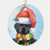 Glücklicher Howlidays schwarzer Labrador Keramikornament (Links)
