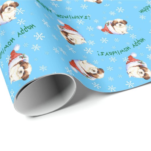 Glücklicher Howlidays Shih Tzu Geschenkpapier (Rolleneckpunkt)