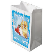 Glücklicher Howlidays Spitz Mittlere Geschenktüte (Vorderseite Schrägansicht)