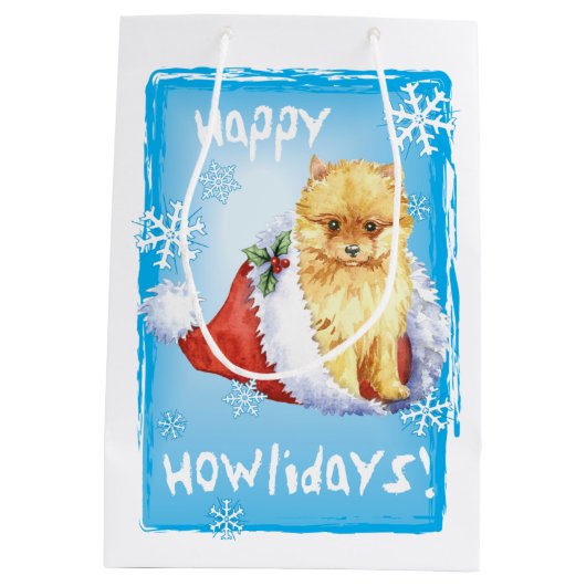 Glücklicher Howlidays Spitz Mittlere Geschenktüte (Rückseite)